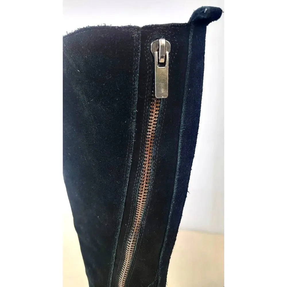 Carlos Santana Ashbury Black Faux Suede Knee High Boho Festival Boots 10